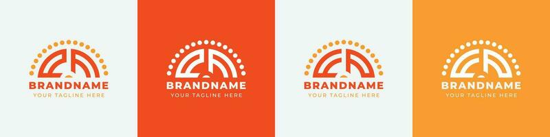 Letter FP and PF Sunrise  Logo Set, suitable for any business with FP or PF initials. vector