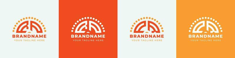 Letter PR and RP Sunrise  Logo Set, suitable for any business with PR or RP initials. vector