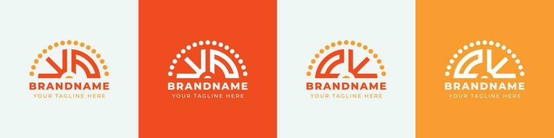 Letter PW and WP Sunrise  Logo Set, suitable for any business with PW or WP initials. vector