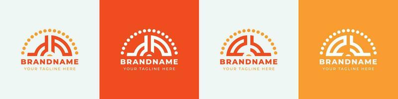 Letter PY and YP Sunrise  Logo Set, suitable for any business with PY or YP initials. vector