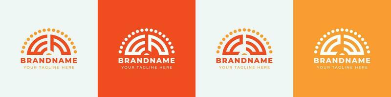 Letter PW and WP or PE and EP Sunrise  Logo Set, suitable for any business with PW, WP, PE, EP initials. vector