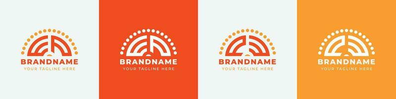 Letter PW and WP or PE and EP Sunrise  Logo Set, suitable for any business with PW, WP, PE, EP initials. vector