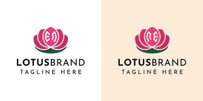 Letter EN and NE Lotus Logo Set, suitable for business related to lotus flowers with EN or NE initials. vector