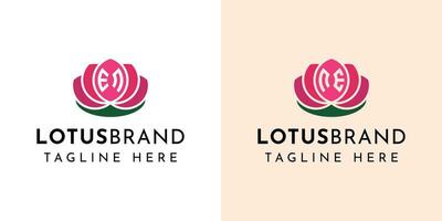 Letter EN and NE Lotus Logo Set, suitable for business related to lotus flowers with EN or NE initials. vector