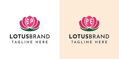 Letter EP and PE Lotus Logo Set, suitable for business related to lotus flowers with EP or PE initials. vector