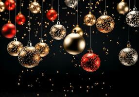 Christmas decoration with colorful and ornate balls. AI generated photo