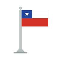 bandera de Chile en asta de bandera aislado vector