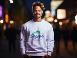 White Sweatshirt mockup design PSD template ai generated