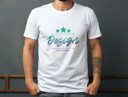 Editable white tshirt mockup PSD template ai generated
