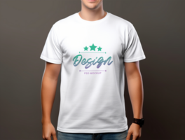 Editable white tshirt mockup PSD template ai generated