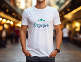 Editable white tshirt mockup PSD template ai generated