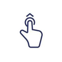 Swipe up line icon, hand gesture vector