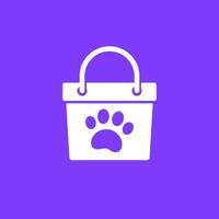 bienes para mascotas icono con bolso y pata vector