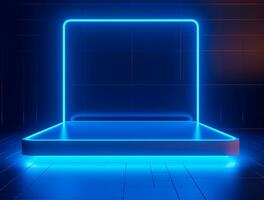 Clean simple neon light 3d base for logo mockup background Ai generated photo