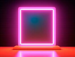 Clean simple neon light 3d base for logo mockup background Ai generated photo