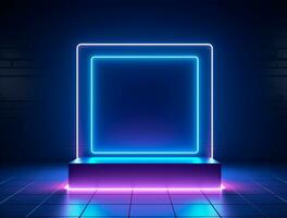 Clean simple neon light 3d base for logo mockup background Ai generated photo