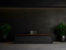 Empty modern interior dark wall background front view Ai generated photo