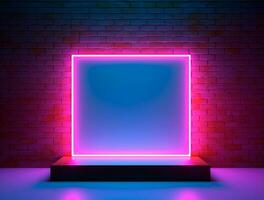 Clean simple neon light 3d base for logo mockup background Ai generated photo