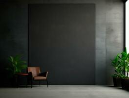 Empty modern interior dark wall background front view Ai generated photo