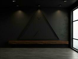 Empty modern interior dark wall background front view Ai generated photo