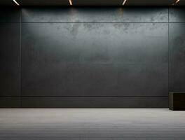 Empty modern interior dark wall background front view Ai generated photo