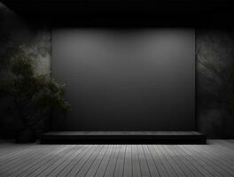 Empty modern interior dark wall background front view Ai generated photo