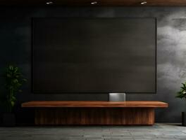 Empty modern interior dark wall background front view Ai generated photo