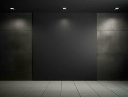 Empty modern interior dark wall background front view Ai generated photo