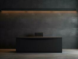 Empty modern interior dark wall background front view Ai generated photo