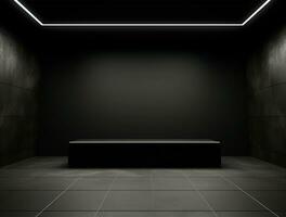 Empty modern interior dark wall background front view Ai generated photo