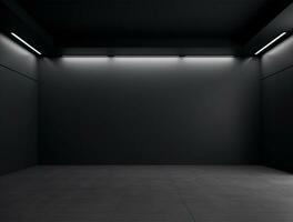 Empty modern interior dark wall background front view Ai generated photo