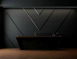Empty modern interior dark wall background front view Ai generated photo