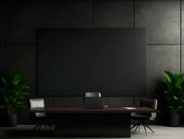 Empty modern interior dark wall background front view Ai generated photo