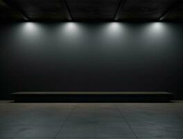 Empty modern interior dark wall background front view Ai generated photo