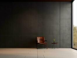 Empty modern interior dark wall background front view Ai generated photo