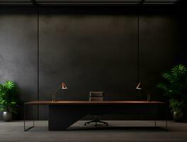 Empty modern interior dark wall background front view Ai generated photo