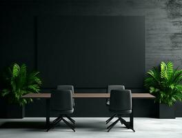 Empty modern interior dark wall background front view Ai generated photo