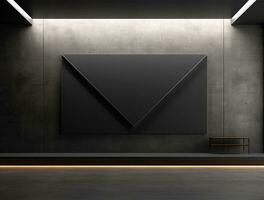 Empty modern interior dark wall background front view Ai generated photo