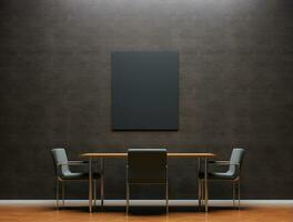 Empty modern interior dark wall background front view Ai generated photo