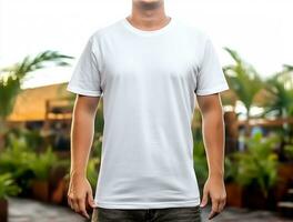 profesional blanco blanco camiseta ai generado foto