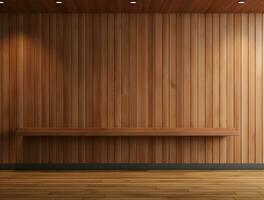 Empty modern interior wooden wall background front view Ai generated photo