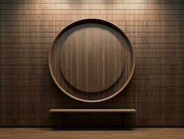Empty modern interior wooden wall background front view Ai generated photo