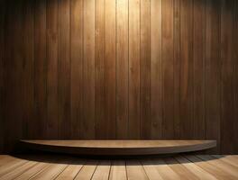 Empty modern interior wooden wall background front view Ai generated photo