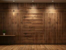 Empty modern interior wooden wall background front view Ai generated photo