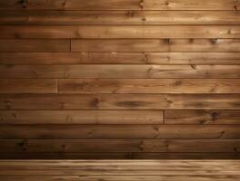 Empty modern interior wooden wall background front view Ai generated photo