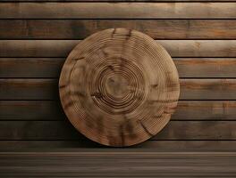 Empty modern interior wooden wall background front view Ai generated photo