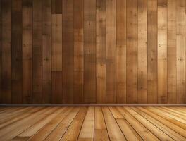 Empty modern interior wooden wall background front view Ai generated photo