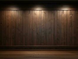 Empty modern interior wooden wall background front view Ai generated photo