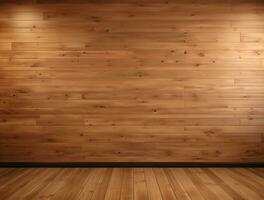 Empty modern interior wooden wall background front view Ai generated photo