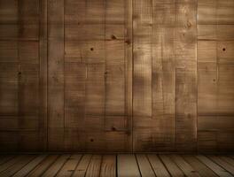 Empty modern interior wooden wall background front view Ai generated photo